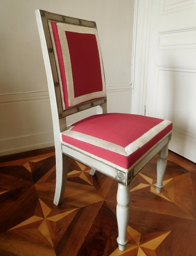 19th century - Pair of Empire chairs stamped Jacob Desmalter, Chateau de Fontainebleau