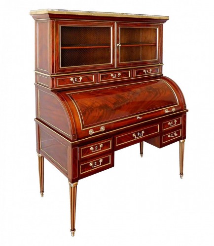 Bureau cylindre en acajou d'époque Louis XVI