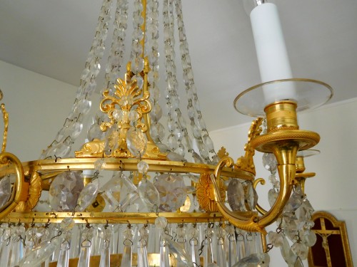 Restauration - Charles X - Crystal &amp; ormolu chandelier, 6 lights, 19th century circa 1820