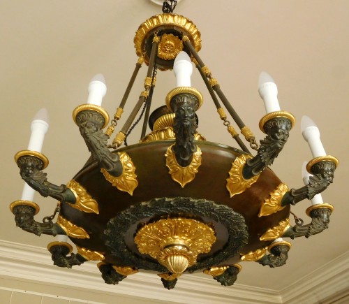 Lighting  - Empire Chandelier, ormolu and patinated bronze - 12 lights - circa 1820