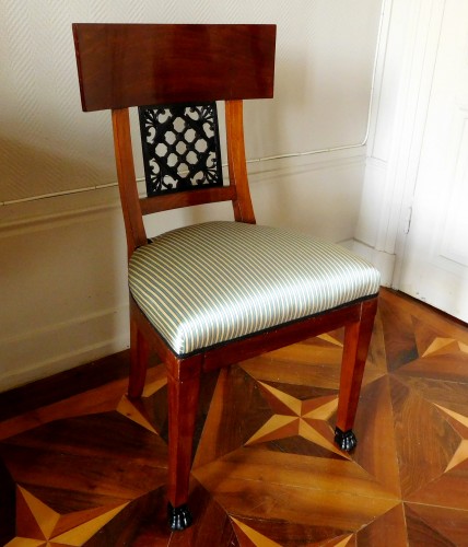 Paire de chaises en acajou Consulat, modèle des Tuileries - Sièges Style Empire