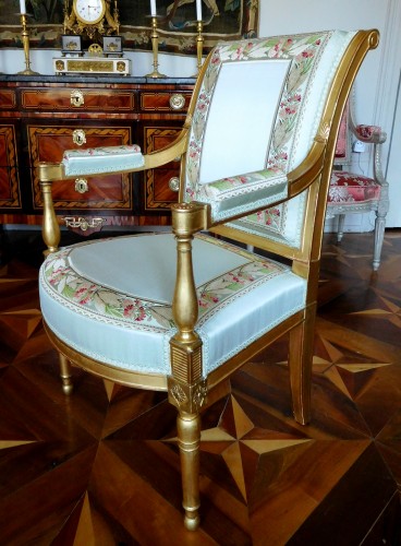 Paire de fauteuils d'apparat en bois doré d'époque Directoire - GSLR Antiques