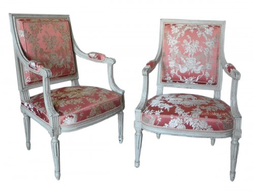 Pair of Louis XVI armchairs stamped JB Boulard