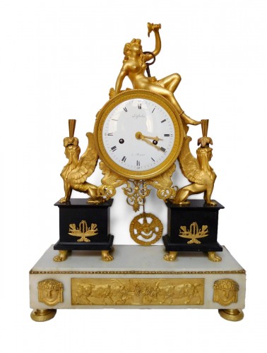 French late 18th century ormolu and marble clock