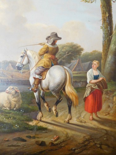 Cavalier dans un paysage - Abraham Bruiningh van Worell vers 1820-1830 - Tableaux et dessins Style Restauration - Charles X