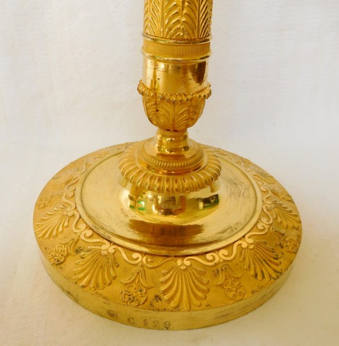 XIXe siècle - Claude Galle - Paire de flambeaux en bronze doré d'époque Empire
