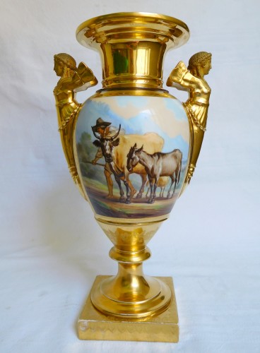 Grande paire de vases en porcelaine d'époque Empire - Manufacture Felly - Empire