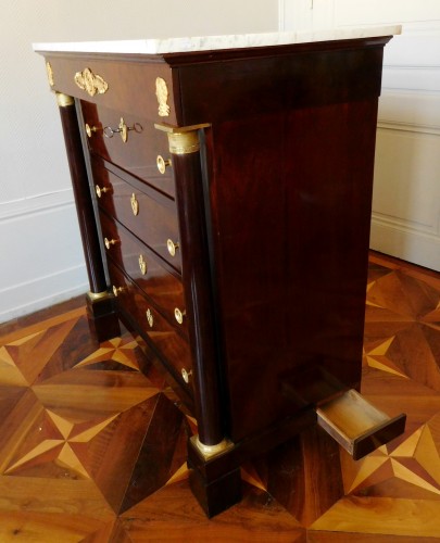 XIXe siècle - Commode secrétaire en acajou moucheté estampillée Molitor