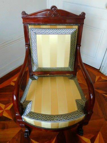 Fauteuil de bureau en acajou par François H. Jacob Desmalter - Restauration - Charles X