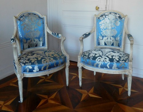 Pair Of Louis XVI Armchairs Stamped C Sené  - Seating Style Louis XVI