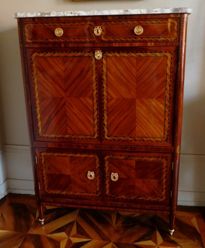 Mobilier Bureau et Secrétaire - Secrétaire d'époque Louis XVI en marqueterie