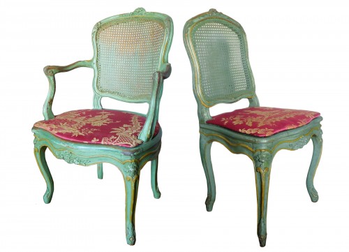 JB Gourdin Louis XV Canned Set (2 Armchairs & 4 Chairs) - Signed