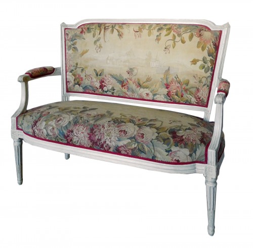 Canapé en tapisserie d'Aubusson d'époque Louis XVI