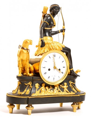 Horlogerie Pendule - Pendule au nègre, allégorie de l'Afrique - Epoque Directoire circa 1800