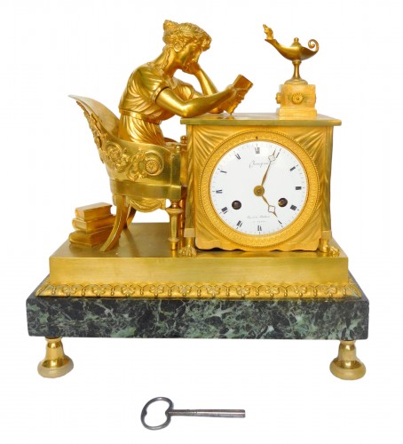 Empire Ormolu Clock, The Reader After Reiche By Claude Galle & Grand Girard