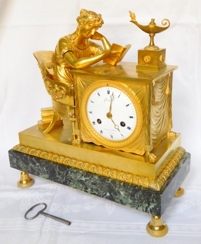 Empire Ormolu Clock, The Reader After Reiche By Claude Galle &amp; Grand Girard - Horology Style Empire