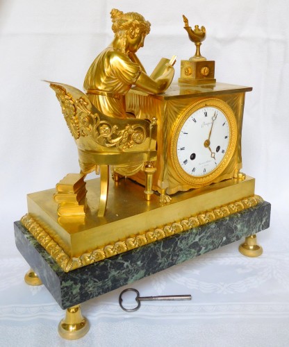 Empire Ormolu Clock, The Reader After Reiche By Claude Galle &amp; Grand Girard - 