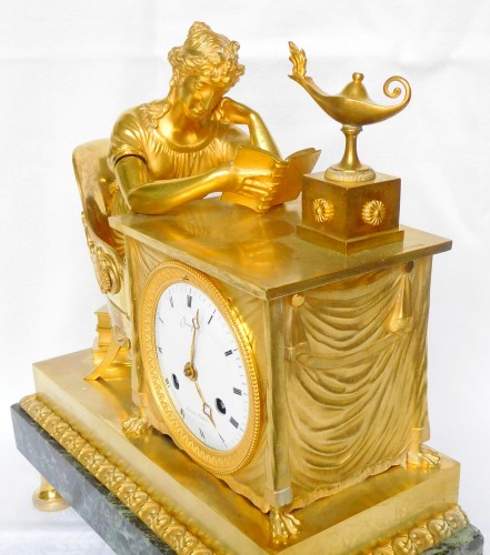 Empire - Empire Ormolu Clock, The Reader After Reiche By Claude Galle &amp; Grand Girard