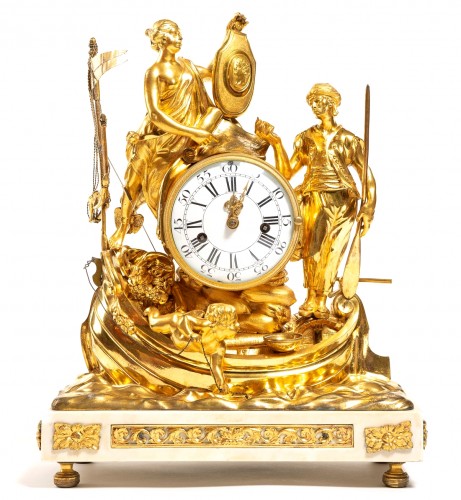 Pendule allégorie du commerce maritime - époque Louis XV - Horlogerie Style Louis XV