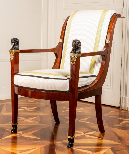 XVIIIe siècle - Paire de fauteuils Directoire Consulat Attribués à Jacob Frères