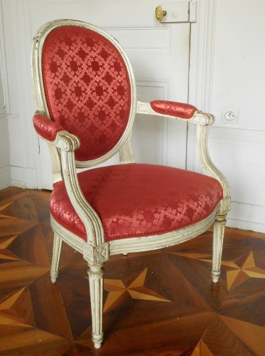 Seating  - Pair Of Louis XVI Canned Armchairs Stamped Jean Baptiste Lelarge