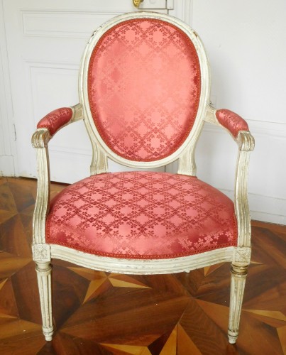 Pair Of Louis XVI Canned Armchairs Stamped Jean Baptiste Lelarge - 