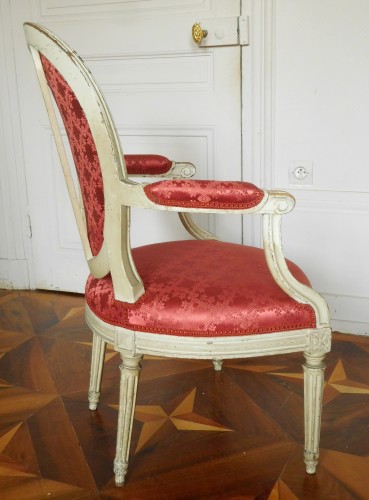 Pair Of Louis XVI Canned Armchairs Stamped Jean Baptiste Lelarge - Louis XVI