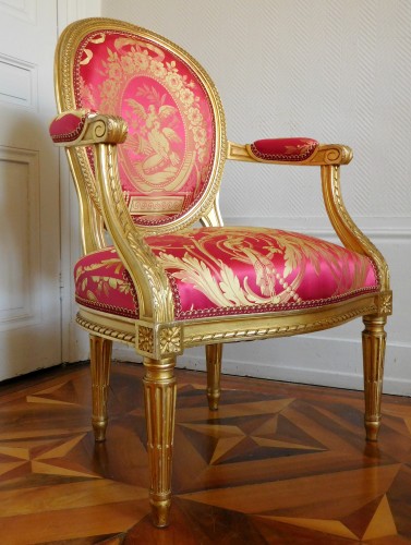 Seating  - Pair Of Louis XVI gilt armchairs - stamp of Krieger