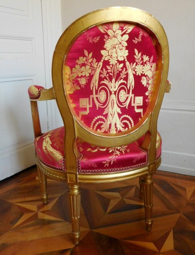 Pair Of Louis XVI gilt armchairs - stamp of Krieger - Napoléon III