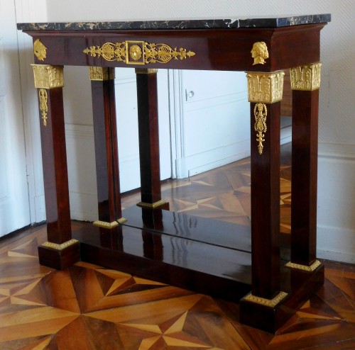 Console en acajou et bronze doré d'époque Empire - Mobilier Style Empire