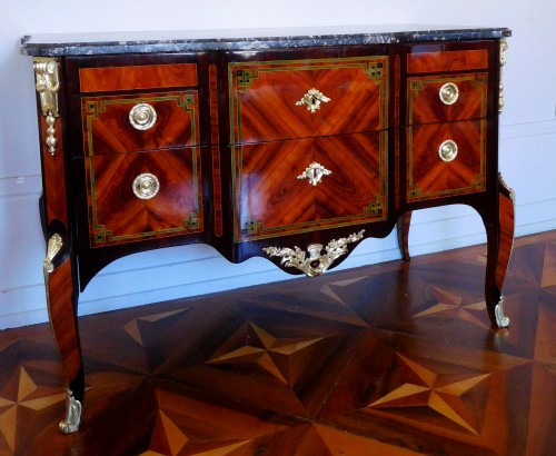 Transition Period Marquetry Commode, Circa 1775  - Stamped  Ohneberg - Furniture Style Transition