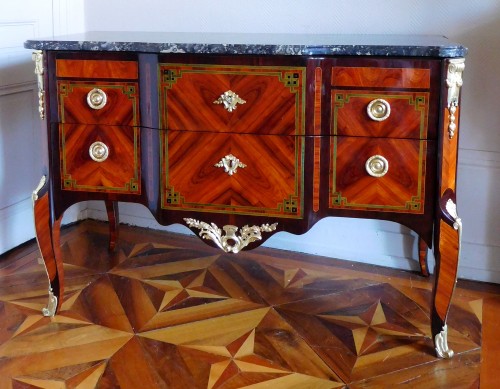 Furniture  - Transition Period Marquetry Commode, Circa 1775  - Stamped  Ohneberg