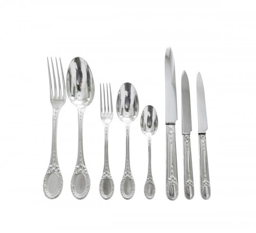 Sterling silver flatware 84 pieces - silversmith Queille