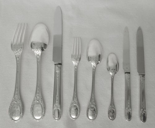 Sterling silver flatware 84 pieces - silversmith Queille - silverware & tableware Style Art nouveau