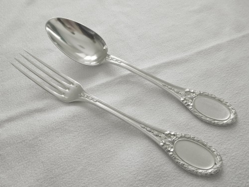 silverware & tableware  - Sterling silver flatware 84 pieces - silversmith Queille