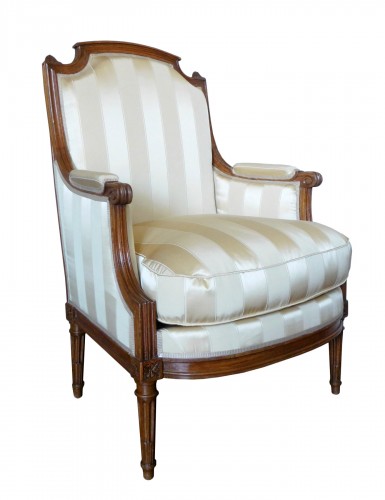 Large Bergere Armchair Stamped J B Boulard Paris Louis Xvi Circa