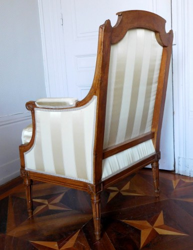 JBB Demay : large Louis XVI bergere, Tassinari &amp; Chatel silk, 18th century - 