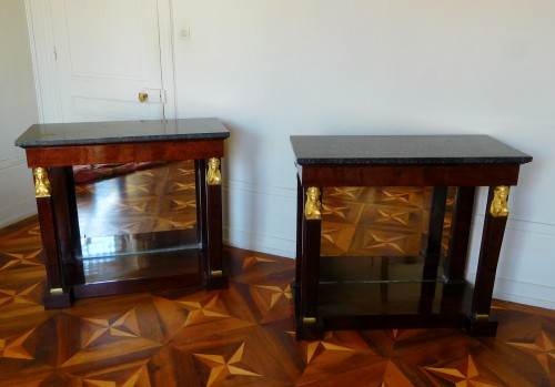 Mobilier Console - Paire de consoles en acajou d'époque Consulat