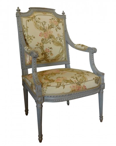 Fauteuil à la reine d'époque Louis XVI - Estampille de Marc Gautron