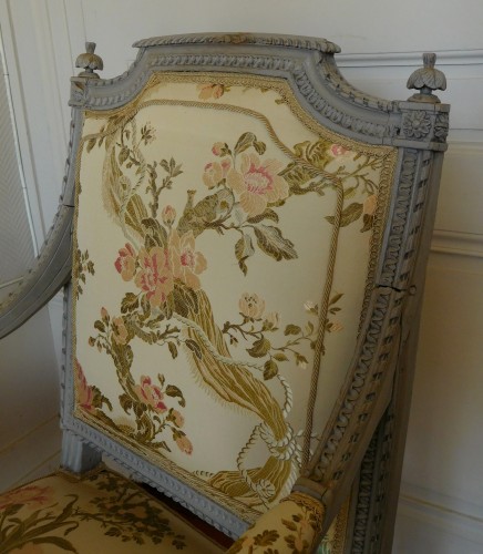 Louis XVI - Fauteuil à la reine d'époque Louis XVI - Estampille de Marc Gautron