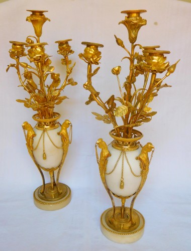 Garniture de cheminée en bronze doré d'époque Louis XVI - Louis XVI