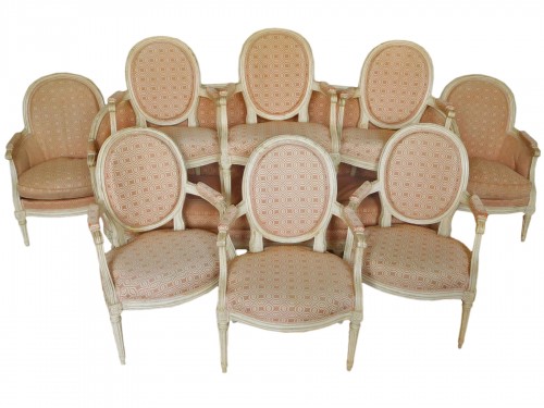 Large set of Louis XVI seats - stamped JB Lelarge 