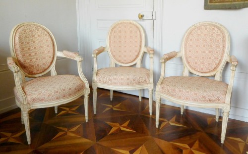 Louis XVI - Large set of Louis XVI seats - stamped JB Lelarge 