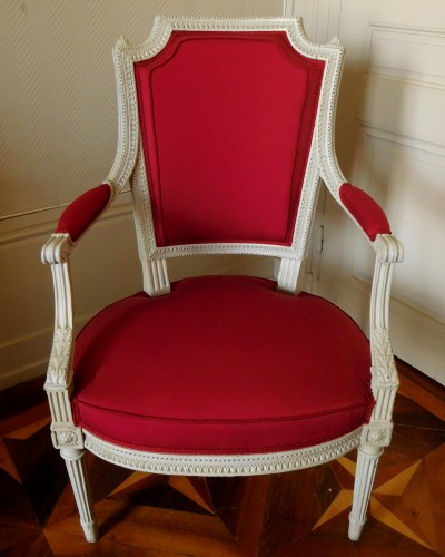 Antiquités - Fauteuil cabriolet Estampille Henri Jacob - époque Louis XVI