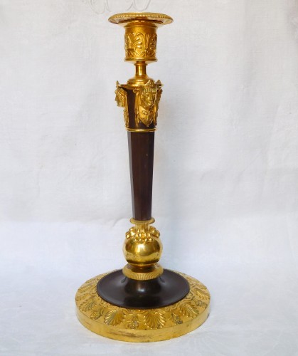 Paire de flambeaux Empire en bronze patiné et doré par Claude Galle - GSLR Antiques