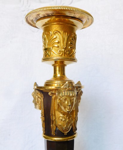 Claude Galle : pair of tall Empire ormolu candlesticks - Empire