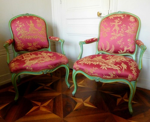 Paire de fauteuils Louis XV à la Reine estampille Pierre Bara - Sièges Style Louis XV