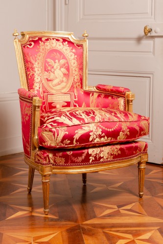 Sièges Fauteuil & Bergère - Bergère en bois doré d'époque Louis XVI