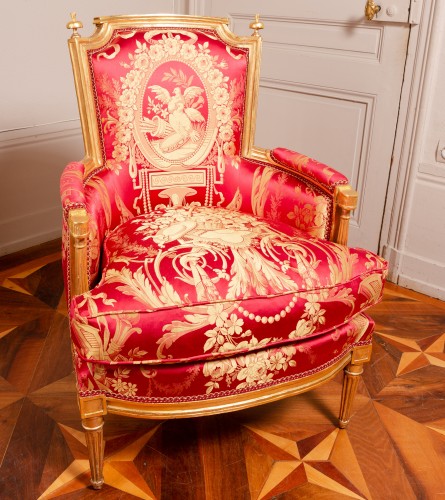 Bergère en bois doré d'époque Louis XVI - Louis XVI