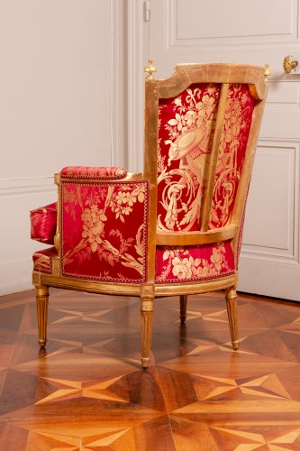 Antiquités - Bergère en bois doré d'époque Louis XVI